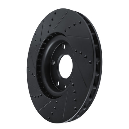 R1 Concepts R1 14-19 Chevrolet Corvette Front Right Drilled & Slotted Black Brake Rotor