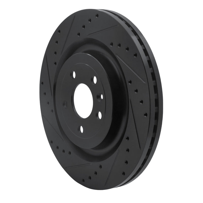 R1 Concepts R1 13-19 Ford Police Interceptor Sedan Front Left Drilled & Slotted Black Brake Rotor