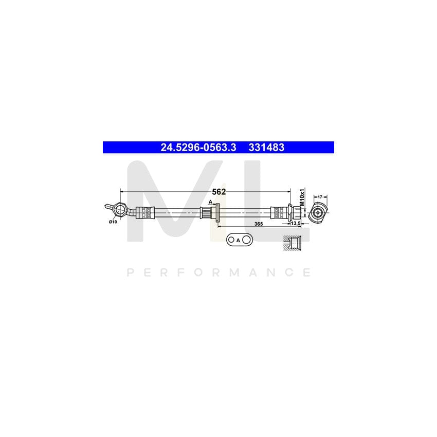 ATE 24.5296-0563.3 Brake Hose 562mm, M10x1