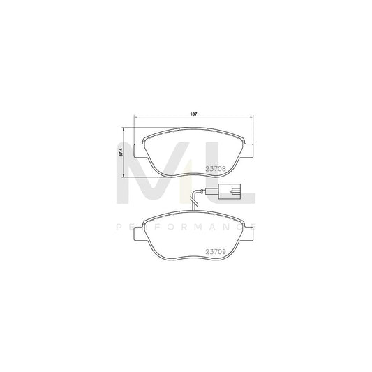 Hella 8DB 355 015-791 Brake Pad Set With Integrated Wear Warning Contact, With Brake Caliper Screws, With Accessories