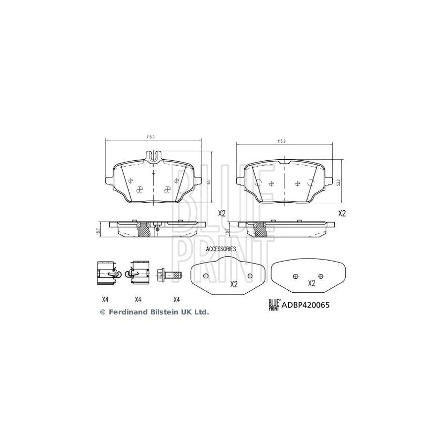 Blue Print Adbp420065 Brake Pad Set Suitable for Mercedes-Benz Gle (W167)