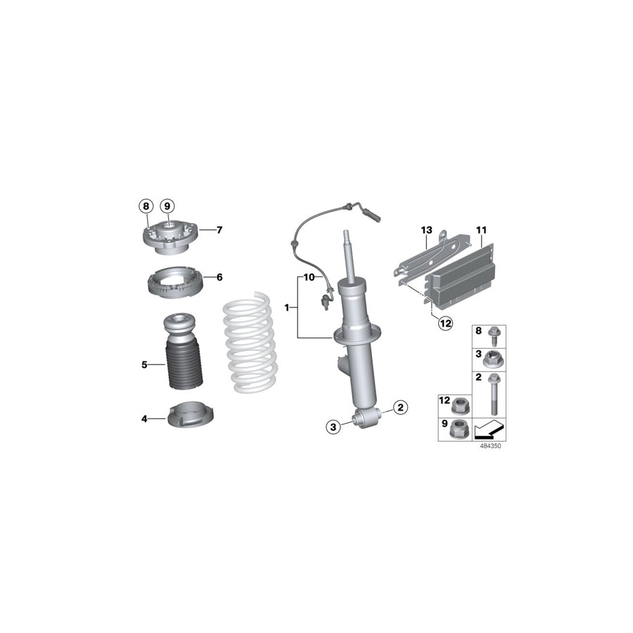 Genuine BMW 37106887152 G01 G02 Spring Strut, Edc, Rear (Inc. X4 M40dX, X4 M40iX & X3 M40iX) | ML Performance US Car Parts