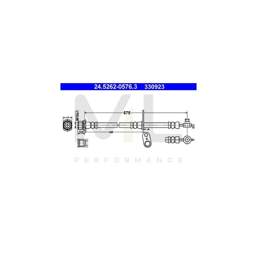 ATE 24.5262-0576.3 Brake Hose 575mm, M10x1