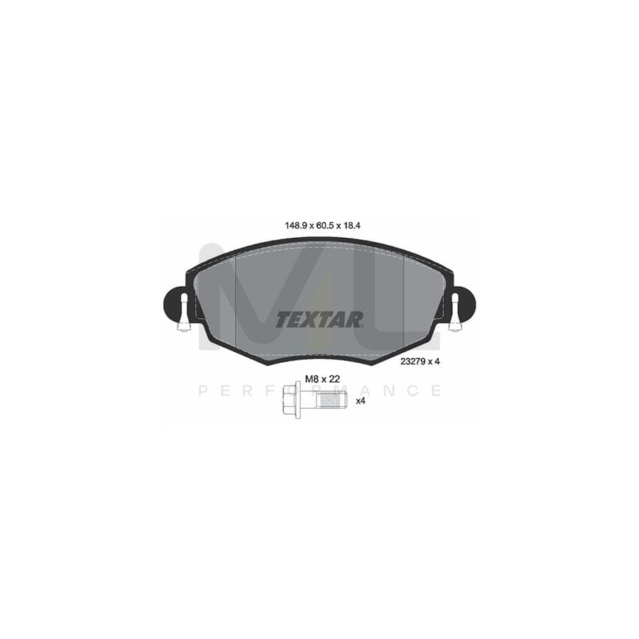 TEXTAR 2327904 Brake pad set not prepared for wear indicator, with brake caliper screws | ML Performance Car Parts