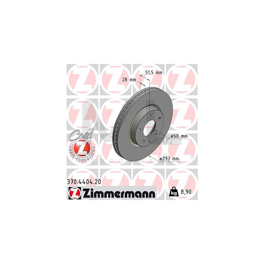 ZIMMERMANN 370.4404.20 Brake Disc for MAZDA 6 Internally Vented, Coated  - 1 piece