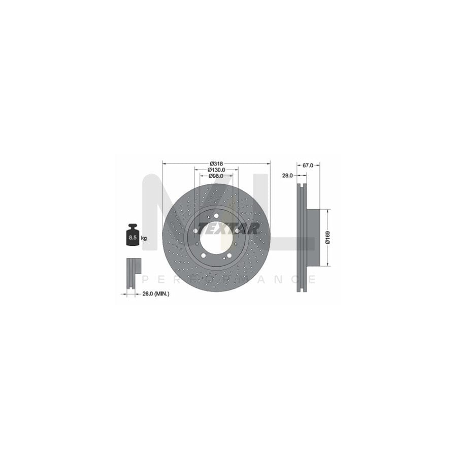 TEXTAR PRO 92099903 Brake Disc Internally Vented, Perforated, Coated, without wheel hub, without wheel studs | ML Performance Car Parts