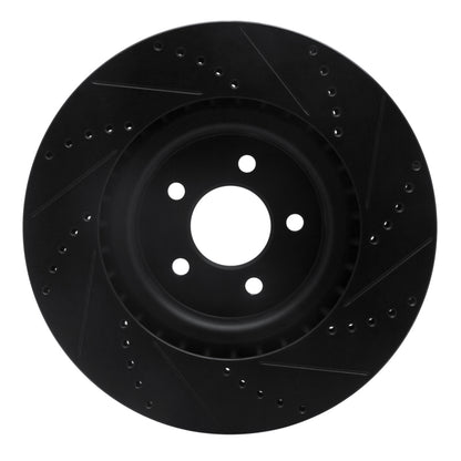 R1 Concepts R1 07-14 Ford Mustang Front Left Drilled & Slotted Black Brake Rotor