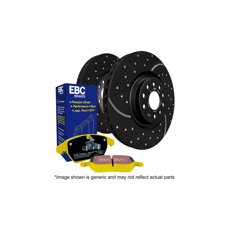 EBC PD13KR615 Jaguar Land Rover Yellowstuff Rear Brake Pad & GD Disc Kit - ATE Caliper (Inc. F-Pace & Range Rover Velar) 1 | ML Performance US Car Parts