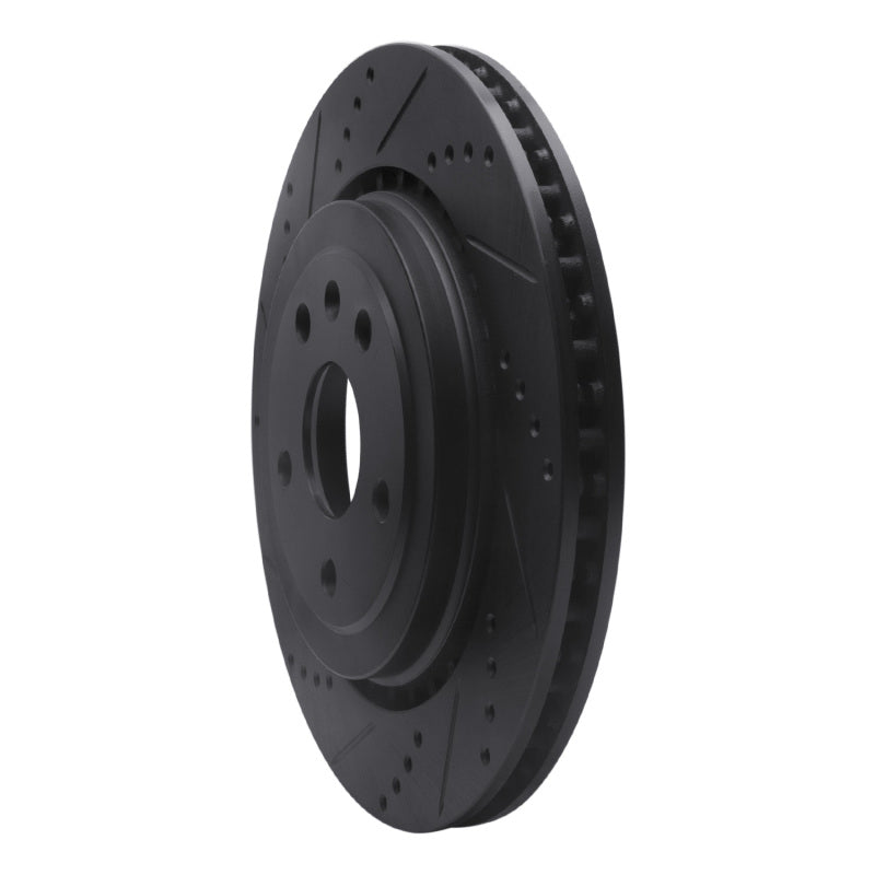 R1 Concepts R1 16-24 Cadillac ATS Rear Left Drilled & Slotted Black Brake Rotor
