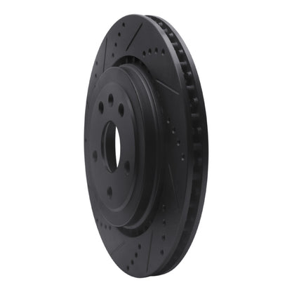 R1 Concepts R1 16-24 Cadillac ATS Rear Left Drilled & Slotted Black Brake Rotor