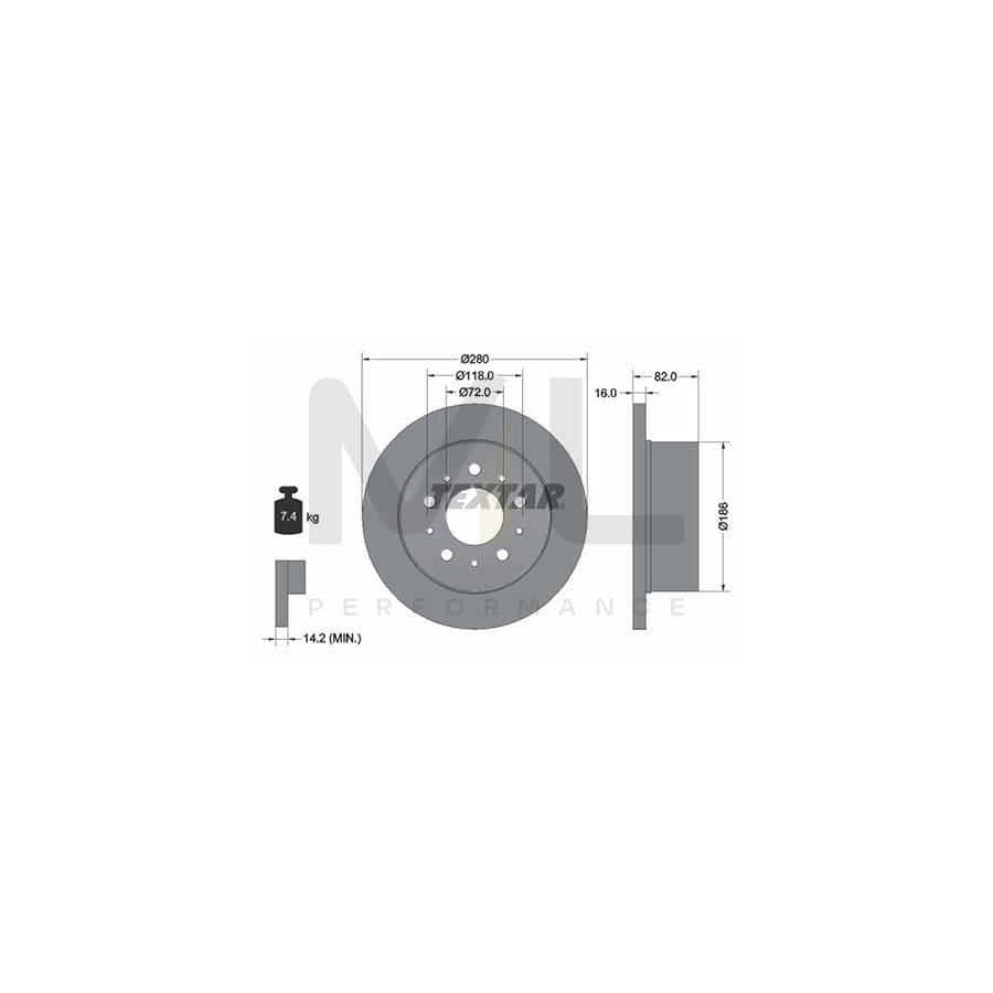 TEXTAR 92157403 Brake Disc PRO, Solid, Coated, without wheel hub, without wheel studs | ML Performance Car Parts