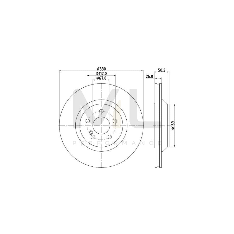 HELLA PRO 8DD 355 116-281 Brake Disc Internally Vented, Coated, without wheel hub, without wheel studs