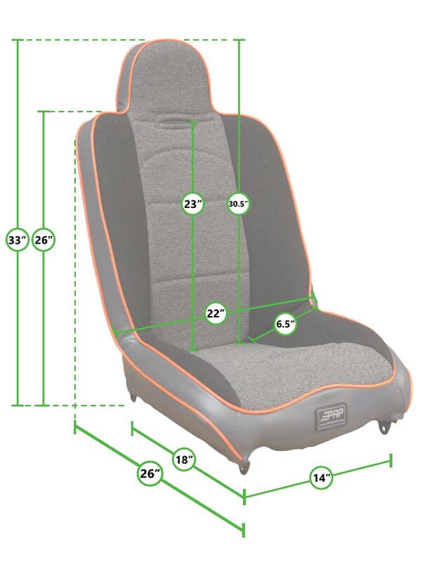 PRP Seats PRP Daily Driver High Back Suspension Seat- Black/Orange Vinyl