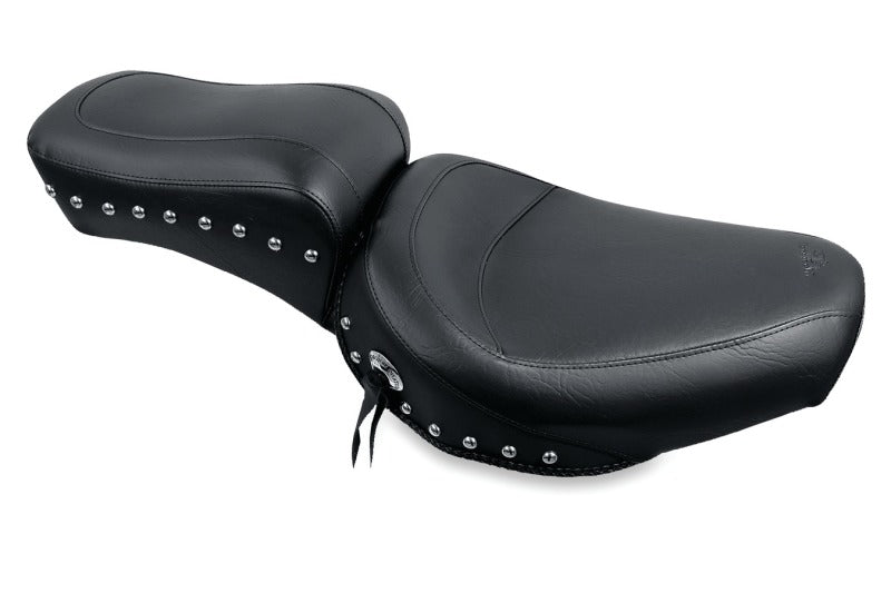 Mustang Motorcycle Mustang 58-84 Harley FX/FL Standard Touring 1PC Seat w/Studs - Black