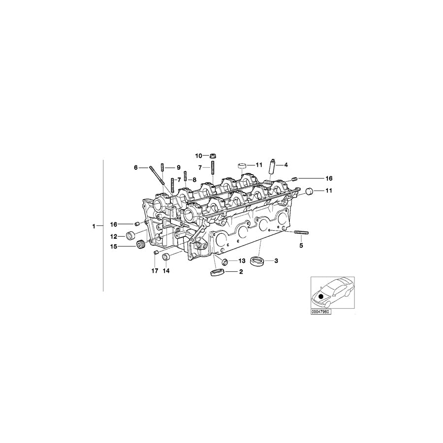 Genuine BMW 11121745454 E39 E38 Cylinder Head Zyl.5-8 (Inc. 535i, 735i & 735iL) | ML Performance US Car Parts