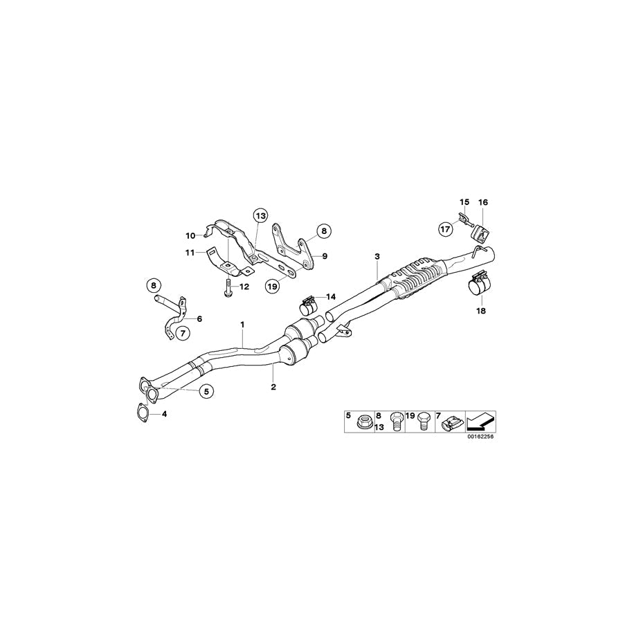 Genuine BMW 18307565688 E60 E61 Rp-Exhaust Pipe Catalytic Converter ZYL. 1-3 (Inc. 535xi) | ML Performance US Car Parts