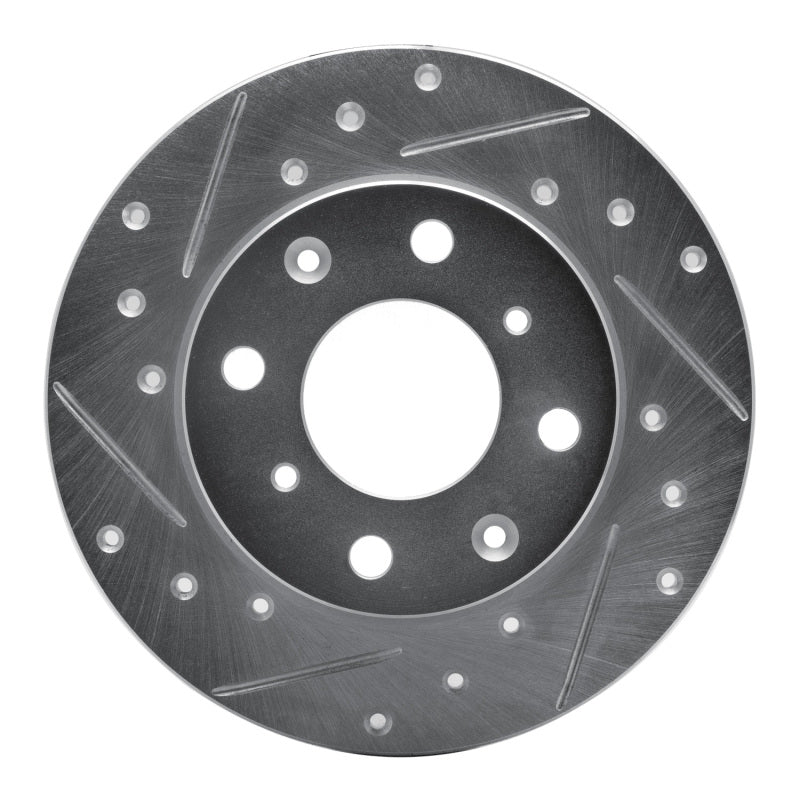 R1 Concepts R1 79-83 Honda Civic Sedan Front Left Drilled & Slotted Silver Brake Rotor