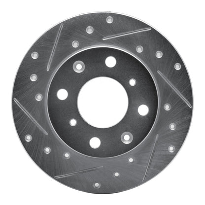 R1 Concepts R1 79-83 Honda Civic Sedan Front Left Drilled & Slotted Silver Brake Rotor