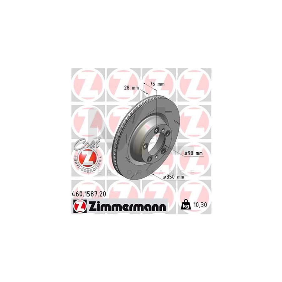 ZIMMERMANN COAT Z 460.1587.20 Brake Disc for PORSCHE Panamera (970) Internally Vented, Slotted, Coated