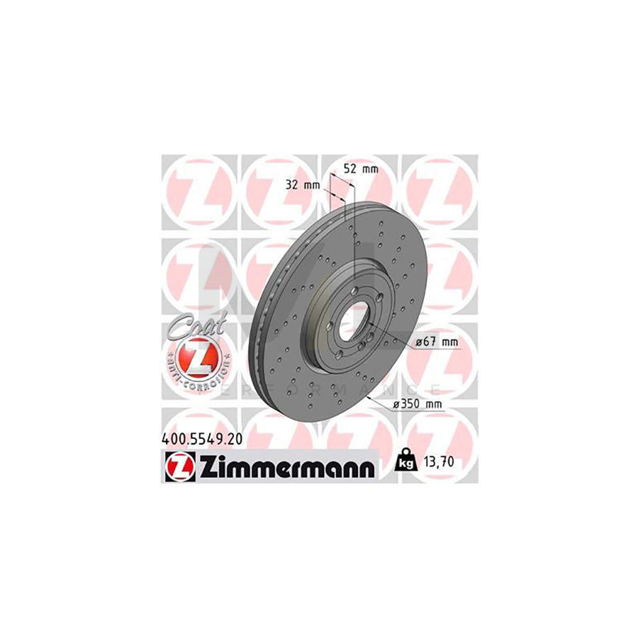 ZIMMERMANN 400.5549.20 Brake Disc Internally Vented, Perforated, Coated  - 1 piece