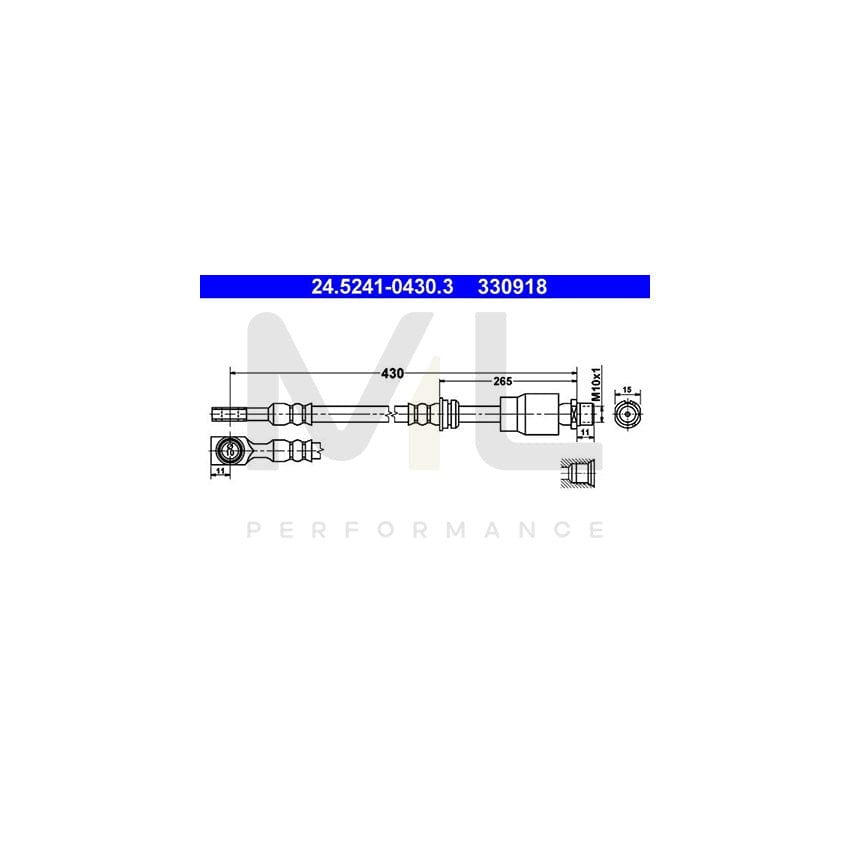 ATE 24.5241-0430.3 Brake Hose 430mm, M10x1
