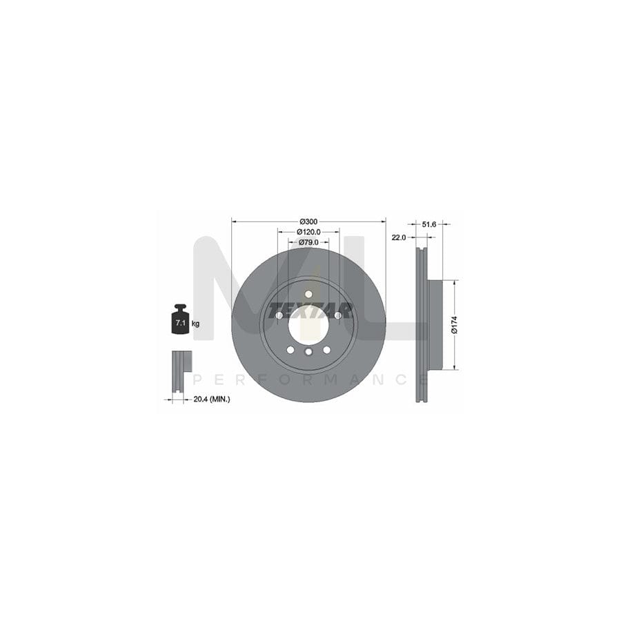 TEXTAR PRO 92097203 Brake Disc for BMW 3 Saloon (E46) Internally Vented, Coated, without wheel hub, without wheel studs | ML Performance Car Parts