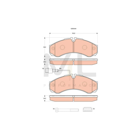 TRW Gdb3440 Brake Pad Set Prepared For Wear Indicator, With Brake Caliper Screws, With Accessories | ML Performance Car Parts