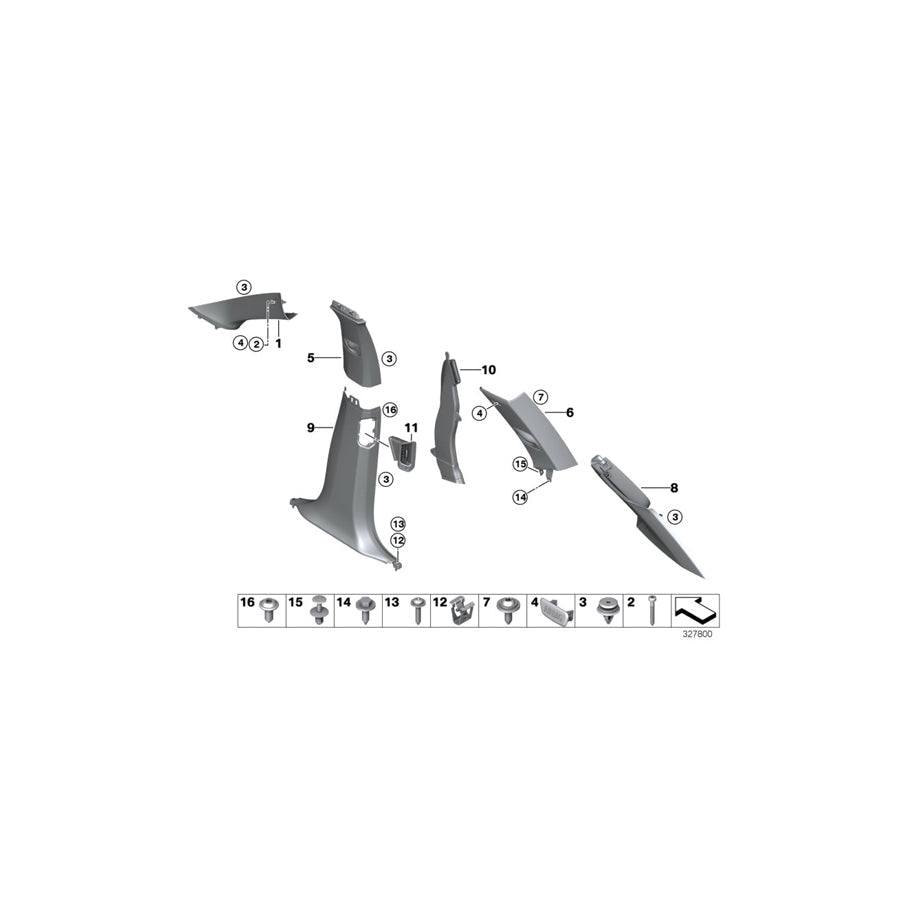 Genuine BMW 51437852884 F15 Trim Cover, D-Pillar, Upper Right OYSTER (Inc. X5 50iX 4.4) | ML Performance US Car Parts
