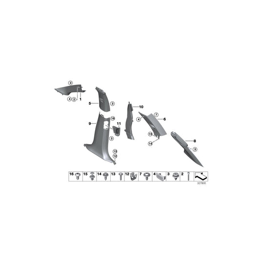 Genuine BMW 51437852884 F15 Trim Cover, D-Pillar, Upper Right OYSTER (Inc. X5 50iX 4.4) | ML Performance US Car Parts
