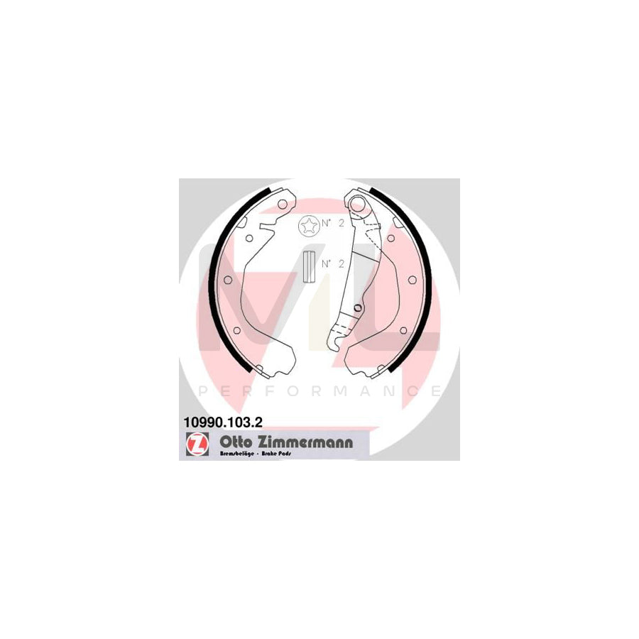 ZIMMERMANN 10990.103.2 Brake Shoe Set with accessories, with lever