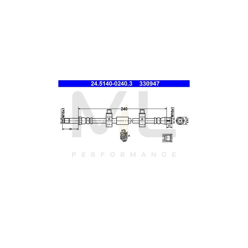 ATE 24.5140-0240.3 Brake Hose 240mm, M10x1