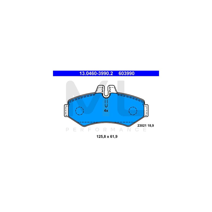 ATE 13.0460-3990.2 Brake pad set excl. wear warning contact, prepared for wear indicator