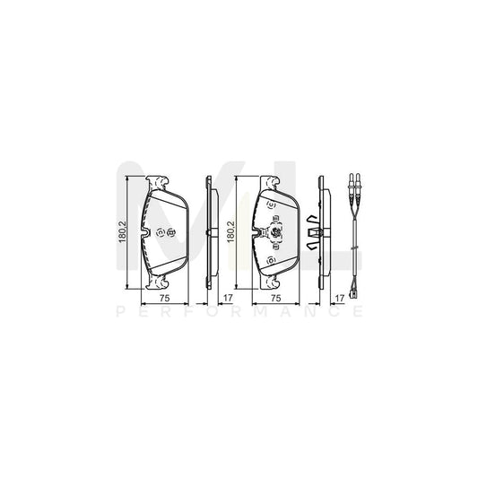 Bosch 0986Tb3183 Brake Pad Set Incl. Wear Warning Contact  | ML Performance Car Parts