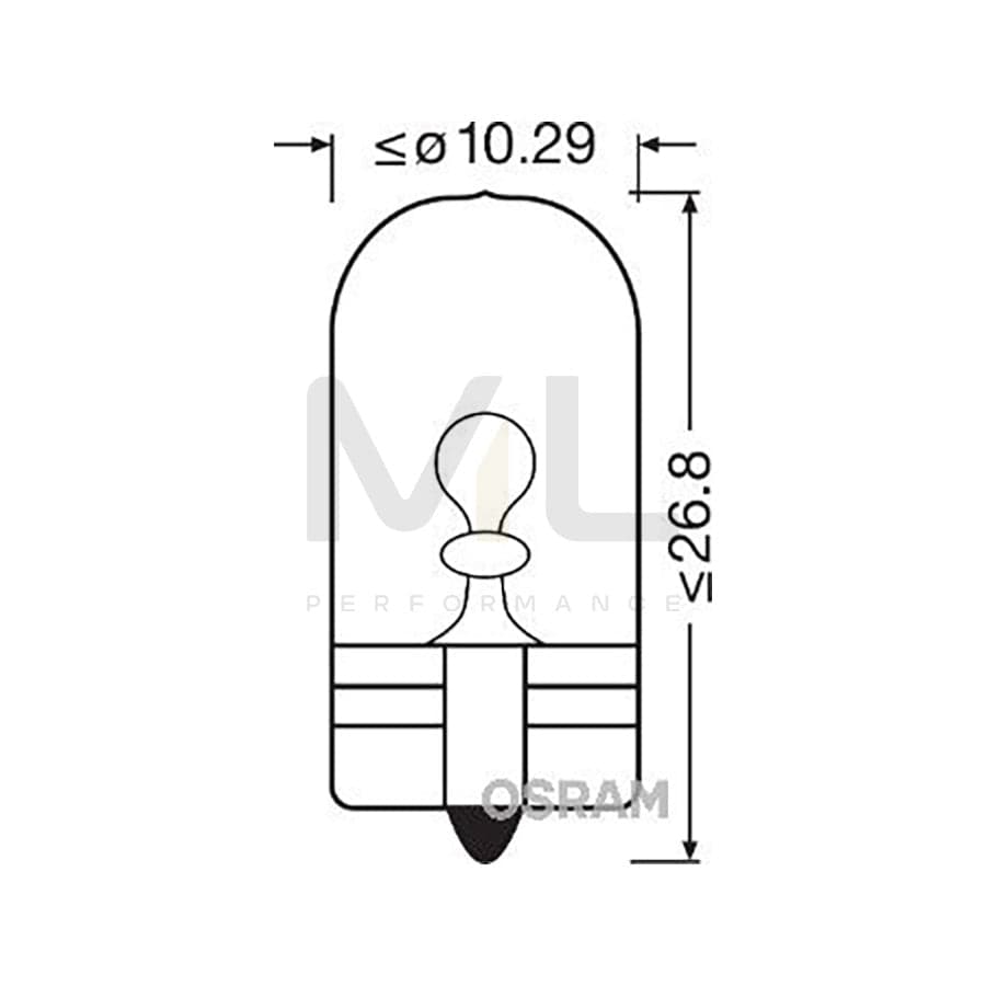 OSRAM 2827NA-02B Bulb, indicator 12V 5W, WY5W, W2,1x9,5d