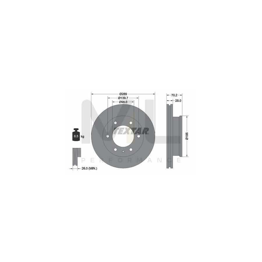 TEXTAR 92223000 Brake Disc Internally Vented, without wheel hub, without wheel studs | ML Performance Car Parts