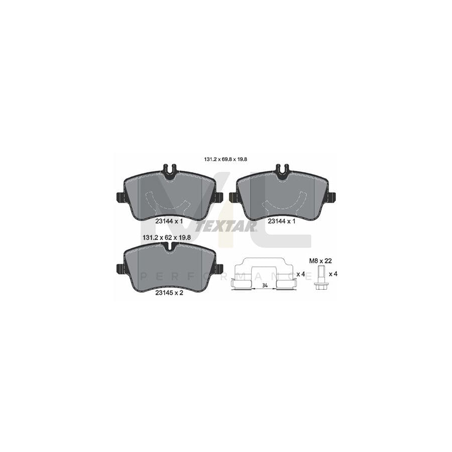 TEXTAR 2314402 Brake pad set prepared for wear indicator, with brake caliper screws, with accessories | ML Performance Car Parts