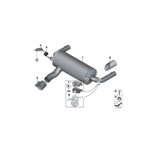 Genuine BMW 18307649781 F22 F23 Rear Muffler With Exhaust Flap (Inc. M235i & M235iX) | ML Performance US Car Parts