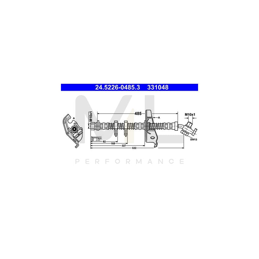 ATE 24.5226-0485.3 Brake Hose for LAND ROVER DISCOVERY 485mm, M10x1