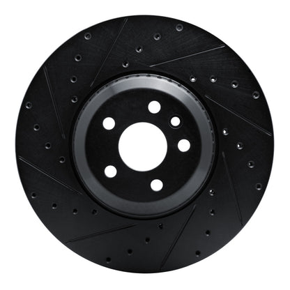 R1 Concepts R1 20-25 Jaguar E-Pace Front Left Drilled & Slotted Black Brake Rotor
