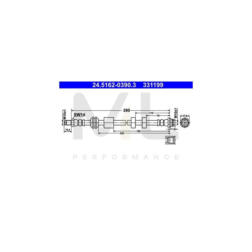 ATE 24.5162-0390.3 Brake Hose 390mm, M10x1