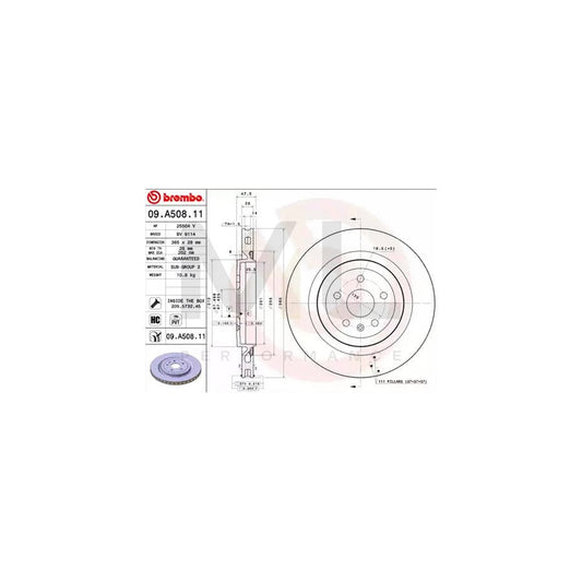BREMBO COATED DISC LINE 09.A508.11 Brake Disc Internally Vented, Coated, High-carbon, with bolts/screws | ML Performance Car Parts