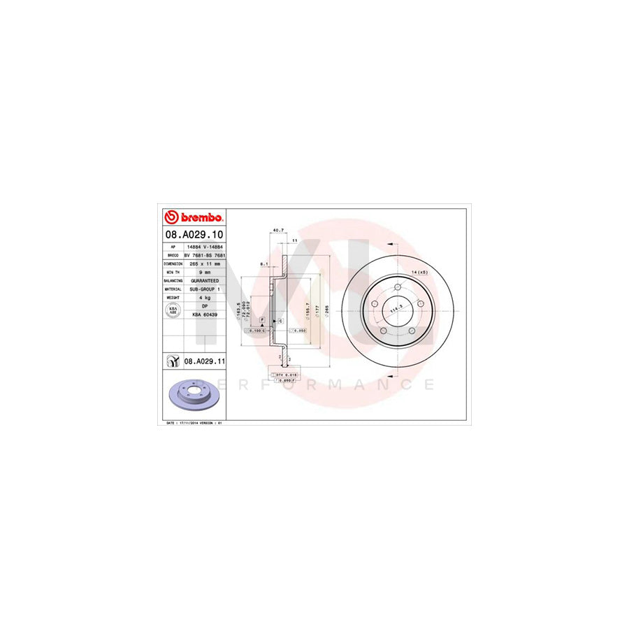 BREMBO 08.A029.10 Brake Disc for MAZDA 3 Solid | ML Performance Car Parts