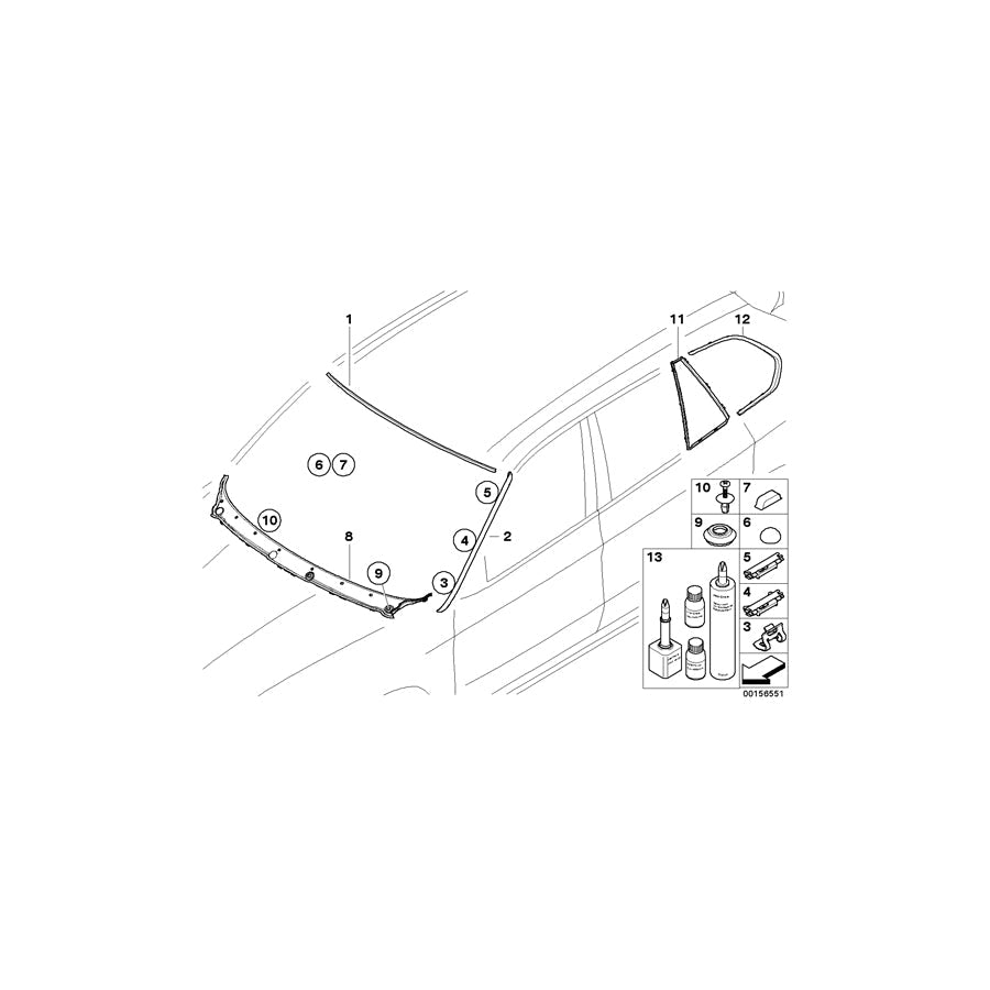 Genuine BMW 51367163071 E70 Finisher, Side Window, Rear Left CHROM (Inc. X5) | ML Performance US Car Parts