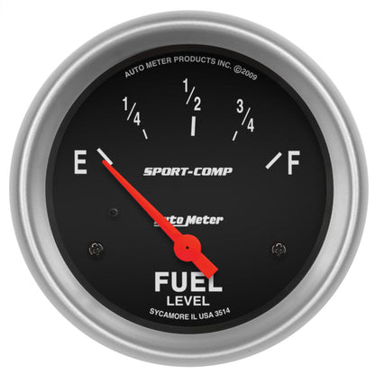 AutoMeter Gauge Fuel Level 2-5/8in. 0 Ohm(e) to 90 Ohm(f) Elec Sport-Comp