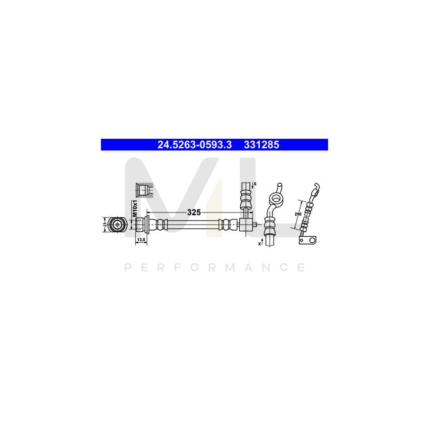 ATE 24.5263-0593.3 Brake Hose for TOYOTA Yaris I Hatchback (P1) 325mm, M10x1