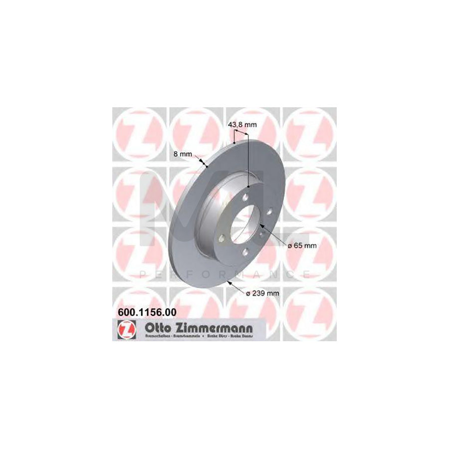 ZIMMERMANN 600.1156.00 Brake Disc Solid  - 1 piece