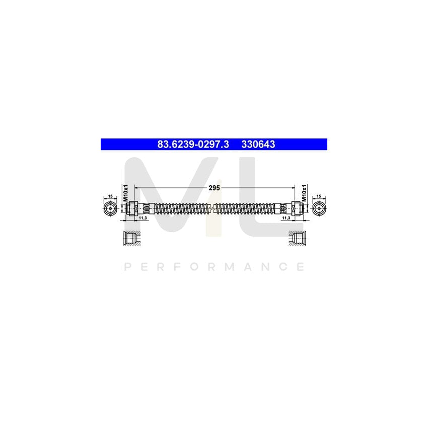 ATE 83.6239-0297.3 Brake Hose 295mm