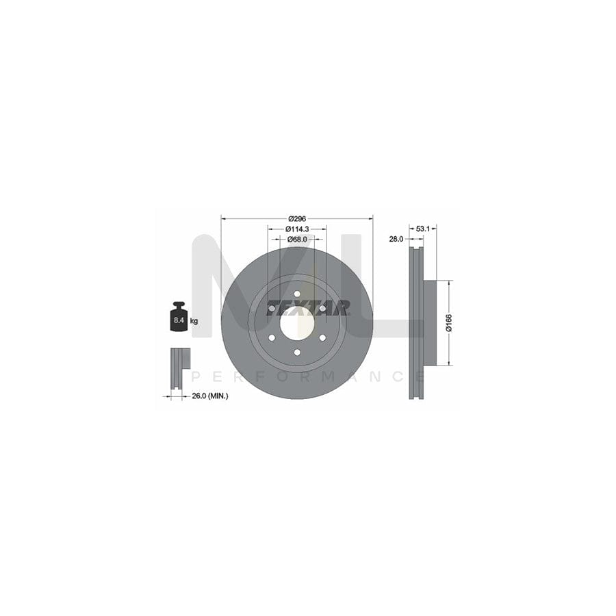 TEXTAR 92285803 Brake Disc Internally Vented, Coated, without wheel hub | ML Performance Car Parts