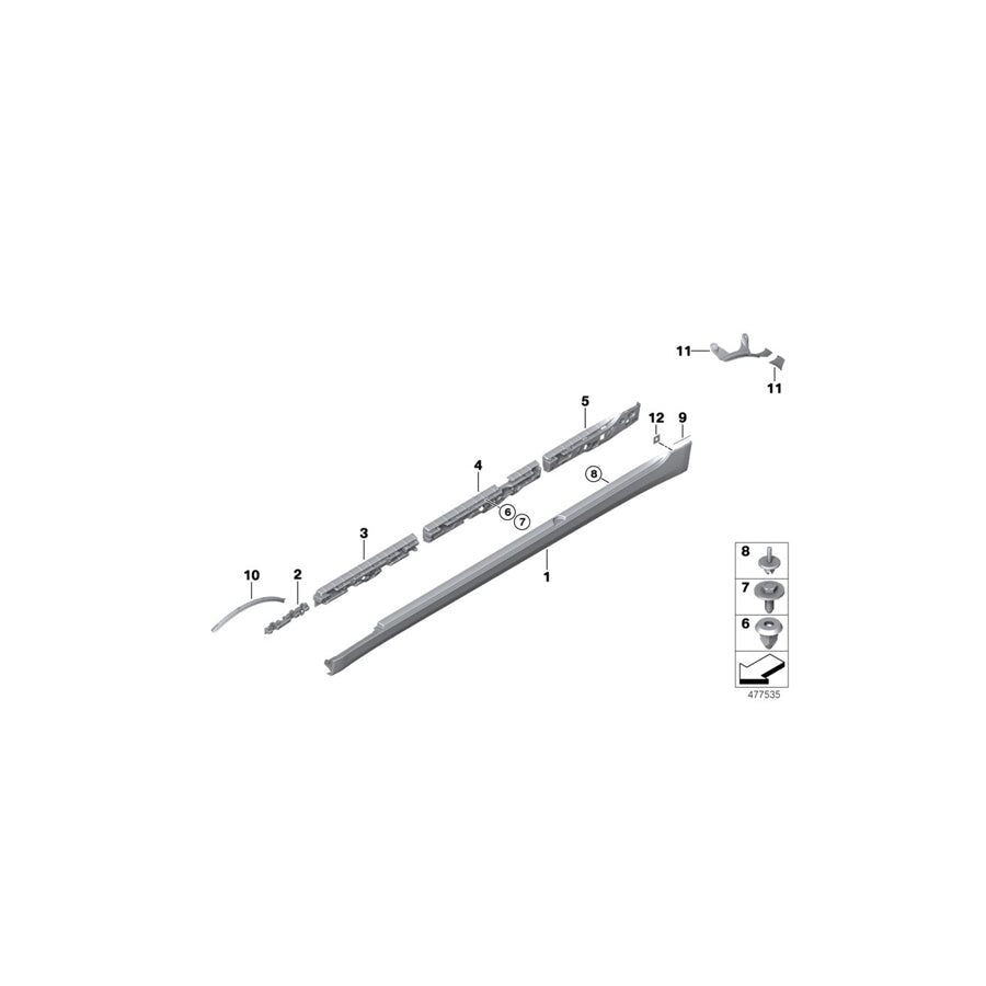 Genuine BMW 51777385754 G30 G31 F90 Paint Protect. Film, Rocker Panel, Right (Inc. 530eX, 530i & 530d) | ML Performance US Car Parts