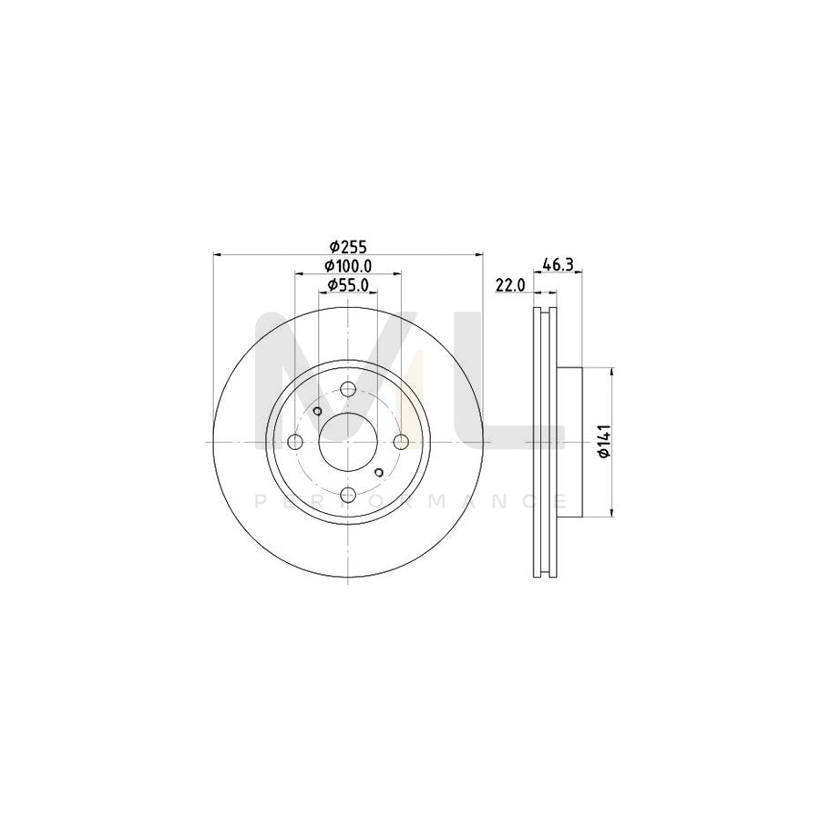 HELLA 8DD 355 113-581 Brake Disc Internally Vented, without wheel hub, without wheel studs